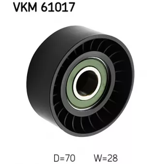 Poulie renvoi/transmission, courroie trapézoïdale à nervures SKF VKM 61017