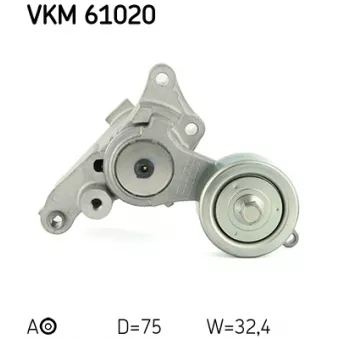 Poulie-tendeur, courroie trapézoïdale à nervures SKF VKM 61020