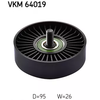Poulie renvoi/transmission, courroie trapézoïdale à nervures SKF VKM 64019