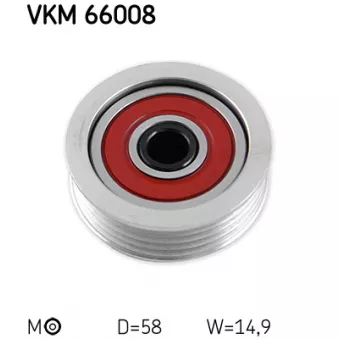 Poulie-tendeur, courroie trapézoïdale à nervures SKF VKM 66008