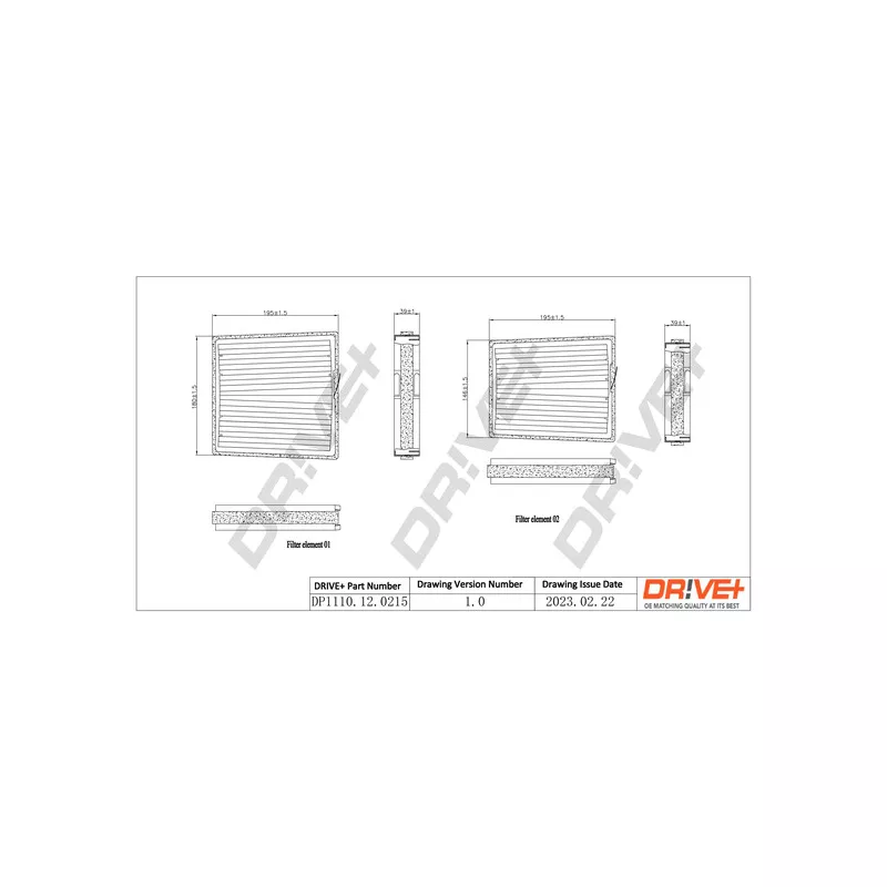 Filtre, air de l'habitacle Dr!ve+ DP1110.12.0215
