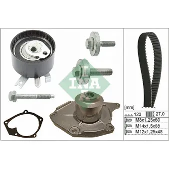 Pompe à eau + kit de courroie de distribution INA 530 0197 31