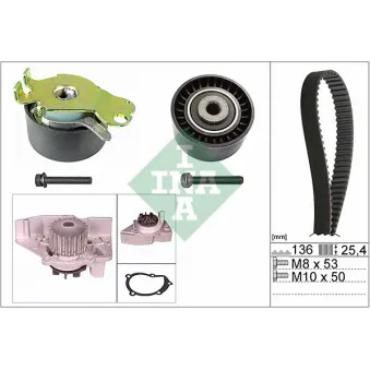 Pompe à eau + kit de courroie de distribution INA 530 0236 30