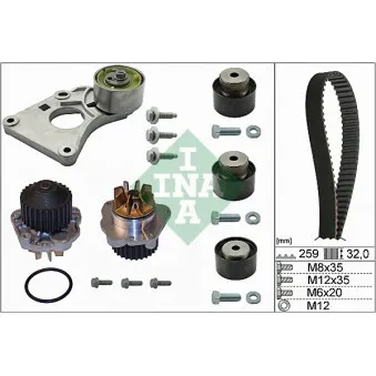 Pompe à eau + kit de courroie de distribution INA 530 0259 30