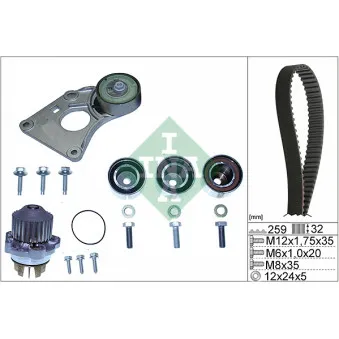 Pompe à eau + kit de courroie de distribution INA 530 0259 31