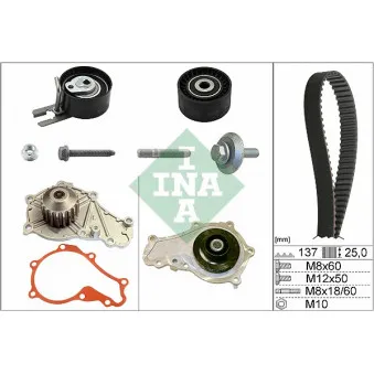 Pompe à eau + kit de courroie de distribution INA 530 0375 30