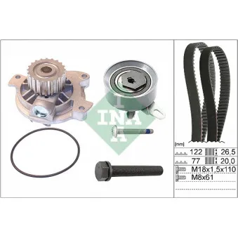 Pompe à eau + kit de courroie de distribution INA 530 0406 30