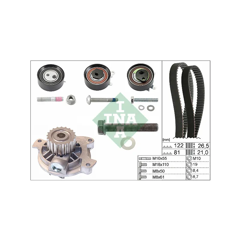 Pompe à eau + kit de courroie de distribution INA 530 0483 30