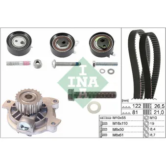 Pompe à eau + kit de courroie de distribution INA 530 0484 30
