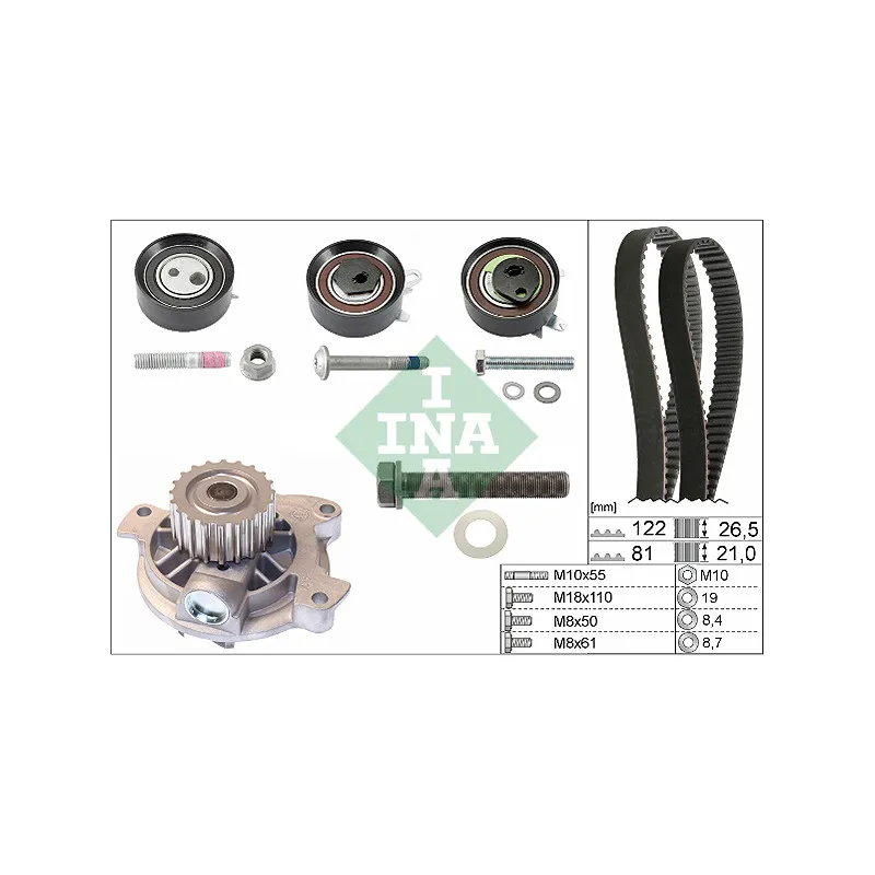 Pompe à eau + kit de courroie de distribution INA 530 0484 30