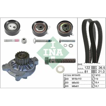 Pompe à eau + kit de courroie de distribution INA 530 0484 31