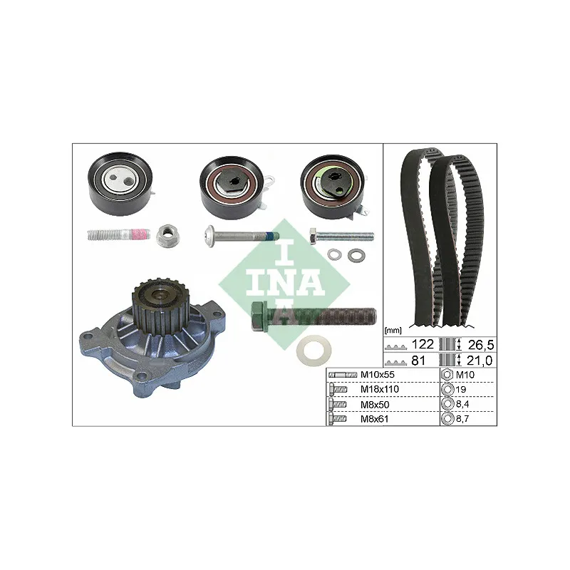 Pompe à eau + kit de courroie de distribution INA 530 0484 31