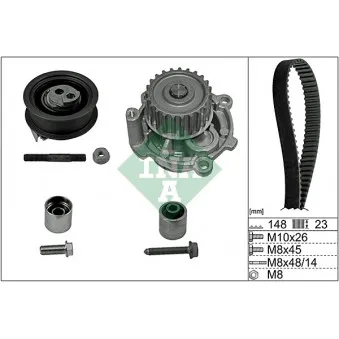 Pompe à eau + kit de courroie de distribution INA 530 0584 30