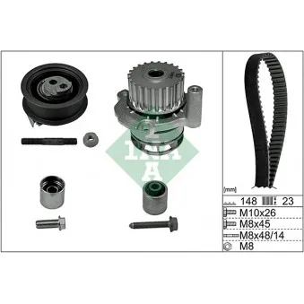 Pompe à eau + kit de courroie de distribution INA 530 0584 31