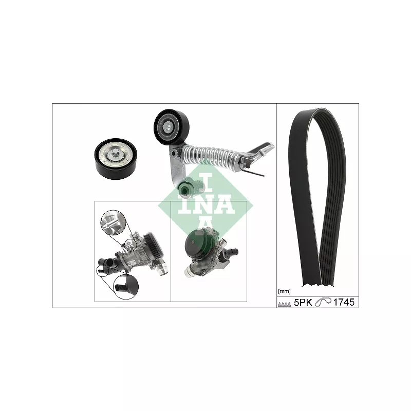Pompe à eau+Jeu de courroie trapézoïdale à nervures INA 529 0319 30