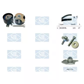 Pompe à eau + kit de courroie de distribution Saleri SIL K1PA1131