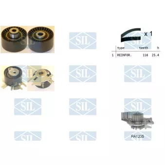 Pompe à eau + kit de courroie de distribution Saleri SIL K1PA1235