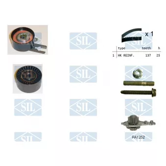 Pompe à eau + kit de courroie de distribution Saleri SIL K1PA1252