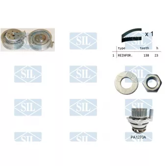 Pompe à eau + kit de courroie de distribution Saleri SIL K1PA1270A