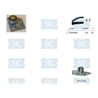 Pompe à eau + kit de courroie de distribution Saleri SIL K1PA1274A
