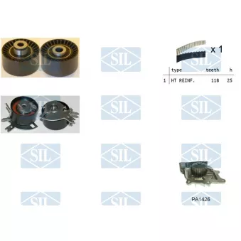 Pompe à eau + kit de courroie de distribution Saleri SIL K1PA1426