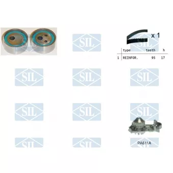Pompe à eau + kit de courroie de distribution Saleri SIL K1PA611A