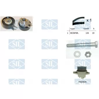 Pompe à eau + kit de courroie de distribution Saleri SIL K1PA846A