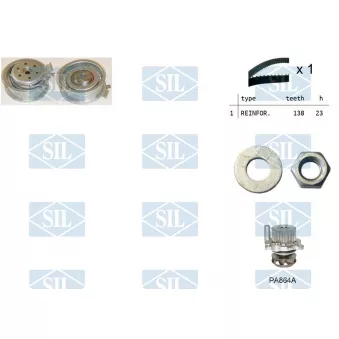 Pompe à eau + kit de courroie de distribution Saleri SIL K1PA864A