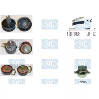 Pompe à eau + kit de courroie de distribution Saleri SIL K3PA945A