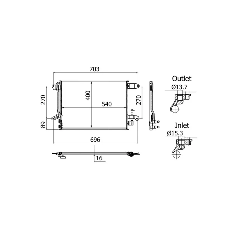 Condenseur, climatisation MAHLE AC 864 001S