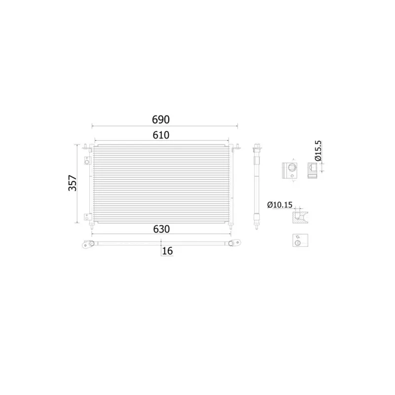 Condenseur, climatisation MAHLE AC 909 000S