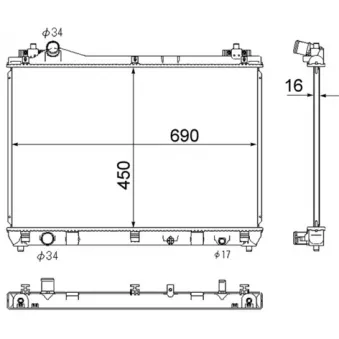 Radiateur, refroidissement du moteur MAHLE CR 1871 000S