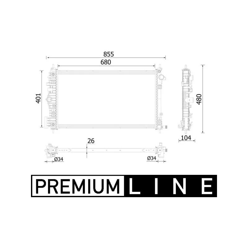 Radiateur, refroidissement du moteur MAHLE CR 2225 000P