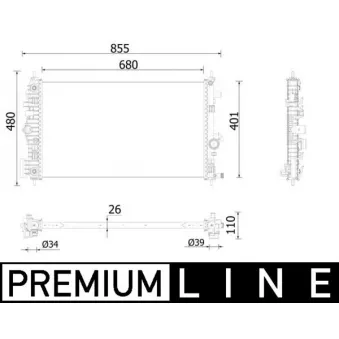 Radiateur, refroidissement du moteur MAHLE CR 928 000P
