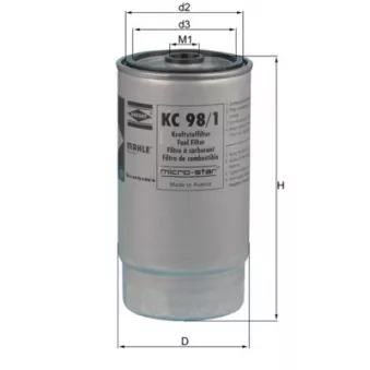 Filtre à carburant MAHLE KC 98/1