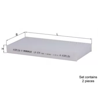 Filtre, air de l'habitacle MAHLE LA 674/S