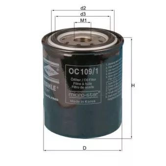 Filtre à huile MAHLE OC 109/1