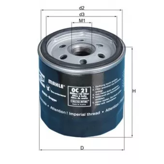 Filtre à huile MAHLE OC 21 OF