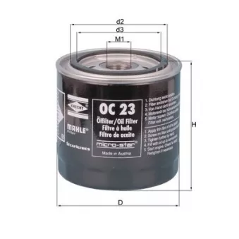 Filtre à huile MAHLE OC 23