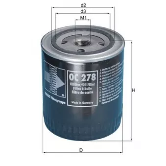 Filtre à huile MAHLE OC 278