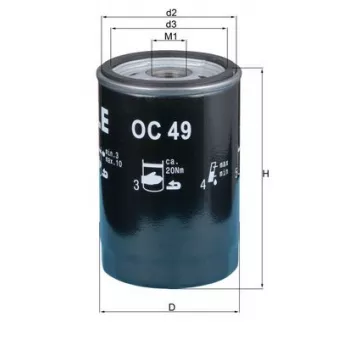 Filtre à huile MAHLE OC 49