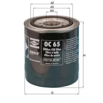 Filtre à huile MAHLE OC 65