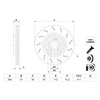 Jeu de 2 disques de frein avant BOSCH 0 986 479 F10