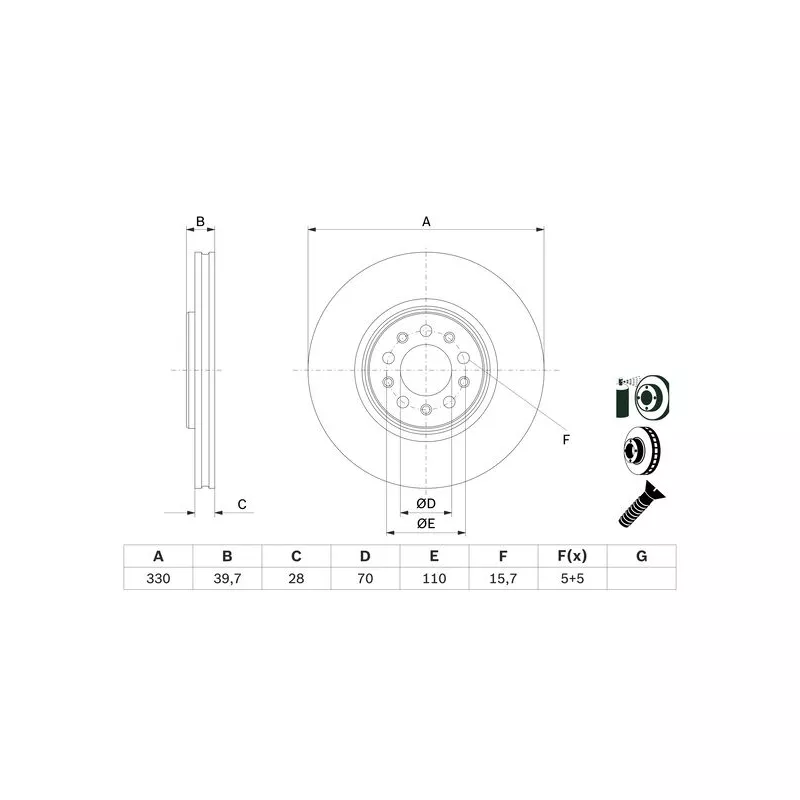 Jeu de 2 disques de frein avant BOSCH 0 986 479 F66