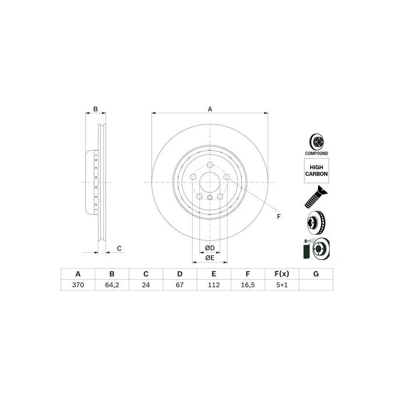 Disque de frein arrière gauche BOSCH 0 986 479 G99