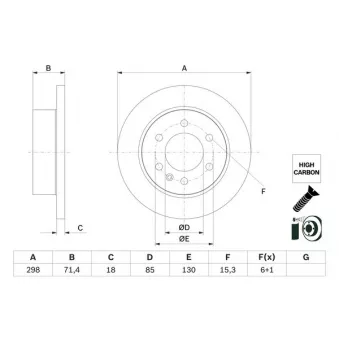 Jeu de 2 disques de frein arrière BOSCH 0 986 479 H06