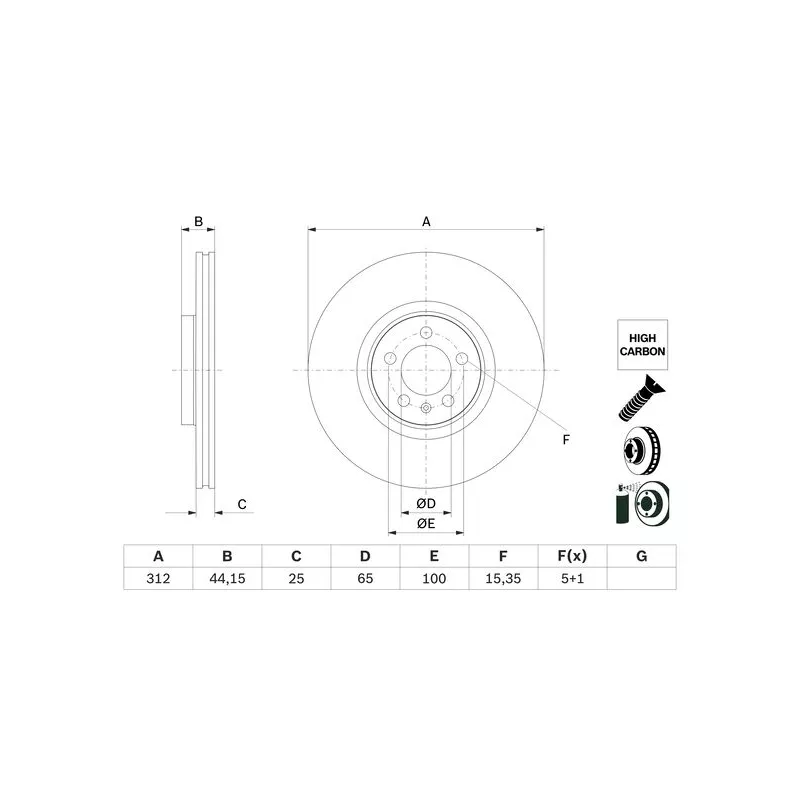 Jeu de 2 disques de frein avant BOSCH 0 986 479 H30