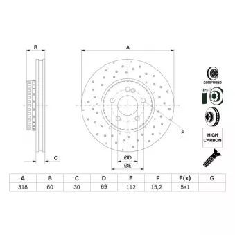 Jeu de 2 disques de frein avant BOSCH 0 986 479 H37