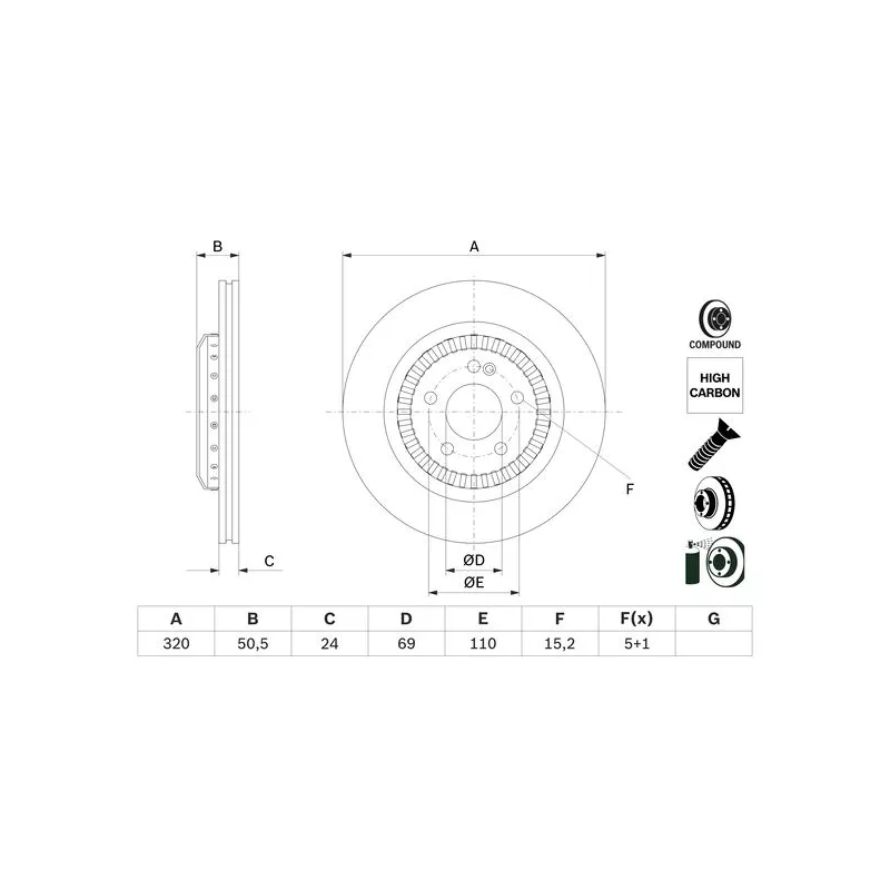 Jeu de 2 disques de frein arrière BOSCH 0 986 479 H39