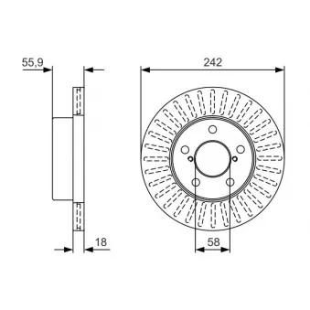 Jeu de 2 disques de frein avant BOSCH 0 986 479 U69
